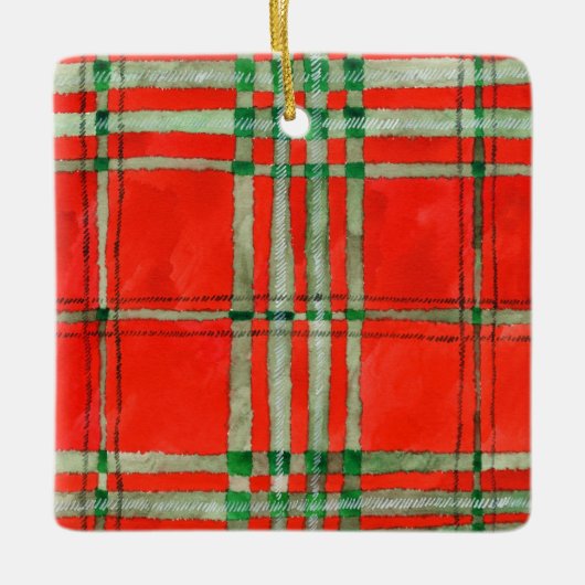 RED SCOTT TARTAN Keramik Keramikornament (Vorderseite)