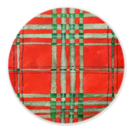 RED SCOTT TARTAN Keramik Knock Keramikknauf (Vorderseite)