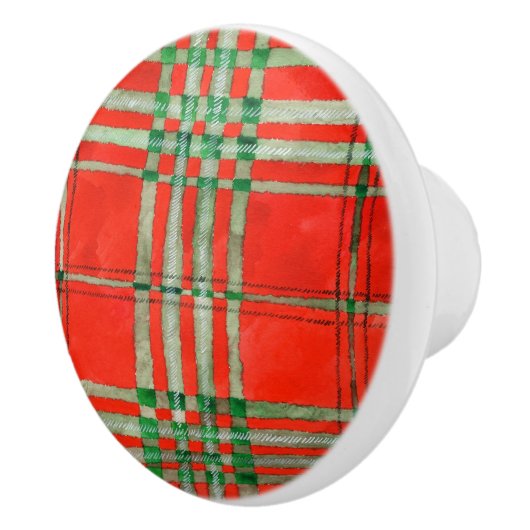 RED SCOTT TARTAN Keramik Knock Keramikknauf (Rechts)
