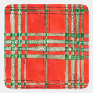 RED SCOTT TARTAN Kleine Square Stickers