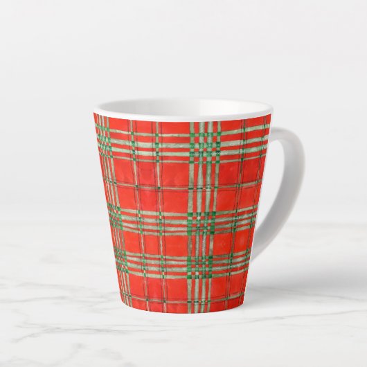 RED SCOTT TARTAN Latte Tasse (Rechte Ecke)