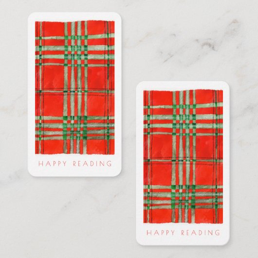 RED SCOTT TARTAN Lesezeichen - 3.5x2 Karte + Text (Vorne/Hinten)