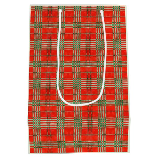 RED SCOTT TARTAN Mittlere Geschenktüte (Rückseite)