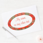 RED SCOTT TARTAN Oval Matte Stickers (Umschlag)