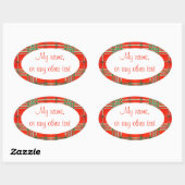 RED SCOTT TARTAN Oval Matte Stickers (Blatt)