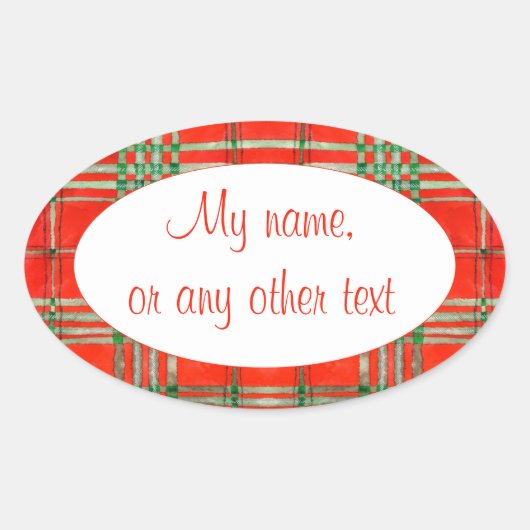 RED SCOTT TARTAN Oval Matte Stickers (Vorderseite)