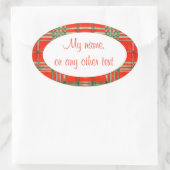 RED SCOTT TARTAN Oval Matte Stickers (Tasche)