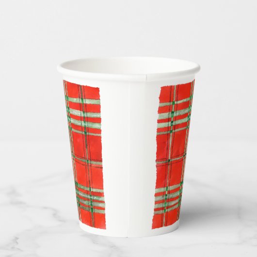 RED SCOTT TARTAN Paper Cups Pappbecher (Rechts)