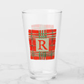 RED SCOTT TARTAN Pint Glass + Initial Glas (Rückseite)