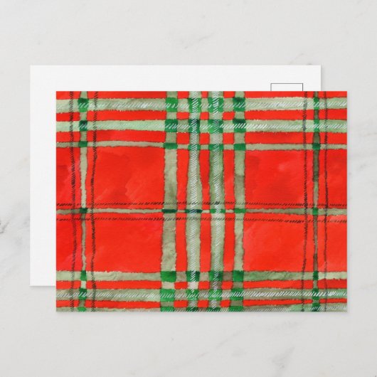 RED SCOTT TARTAN Postkarte (Vorne/Hinten)