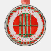 RED SCOTT TARTAN Premium Runder Ornament + Text (Vorne)