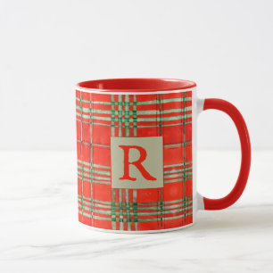 RED SCOTT TARTAN Red Combo Tasse + Initial