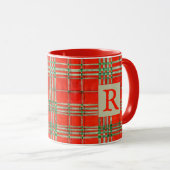 RED SCOTT TARTAN Red Combo Tasse + Initial (VorderseiteRechts)