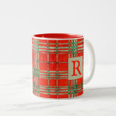 RED SCOTT TARTAN Red Two-Tone Tasse + Initial (VorderseiteRechts)