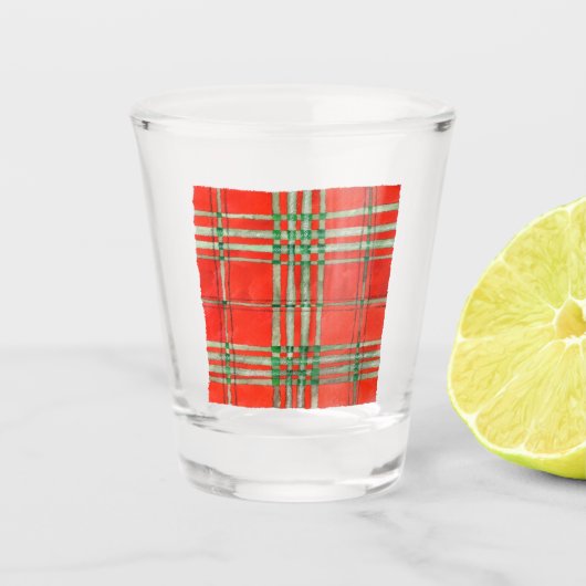 RED SCOTT TARTAN Shot Glass Schnapsglas (Vorderseite)