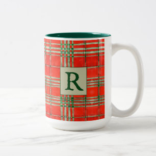 RED SCOTT TARTAN Tall Green Zwei-Tonen-Tasse + Ini Zweifarbige Tasse