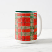 RED SCOTT TARTAN Tall Hunter Green Zwei-Tonen-Tass Zweifarbige Tasse (VorderseiteRechts)