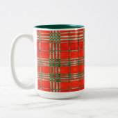 RED SCOTT TARTAN Tall Hunter Green Zwei-Tonen-Tass Zweifarbige Tasse (Links)