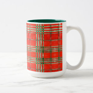 RED SCOTT TARTAN Tall Hunter Green Zwei-Tonen-Tass Zweifarbige Tasse