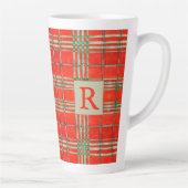 RED SCOTT TARTAN Tallenge Latte Tasse + Initial (Rechts)