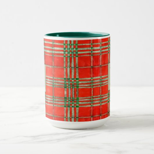 RED SCOTT TARTAN TallGreen Combo Tasse + Initial (Zentrum)
