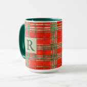 RED SCOTT TARTAN TallGreen Combo Tasse + Initial (Vorderseite Links)