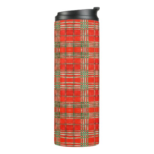 RED SCOTT TARTAN Thermaltumbler Thermosbecher (Nach links gedreht)