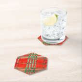 RED SCOTT TARTAN Untersetzer mit Hexagon-Spitze (Vor Ort)