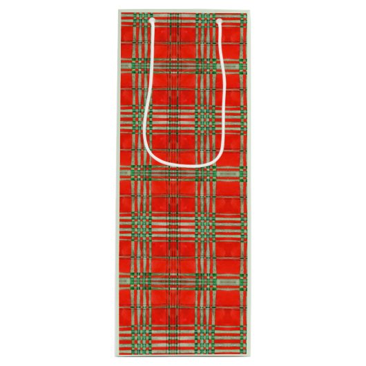 RED SCOTT TARTAN Weinbeutel Geschenktüte Für Weinflaschen (Vorderseite)