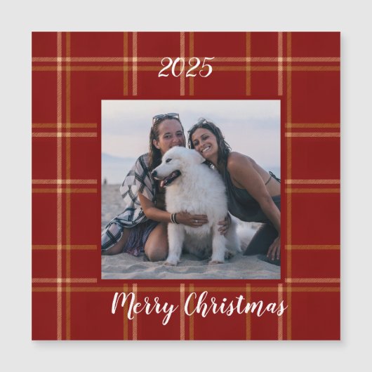 Red Scottish Heritage Customizable Christmas Magnetkarte (Vorderseite)
