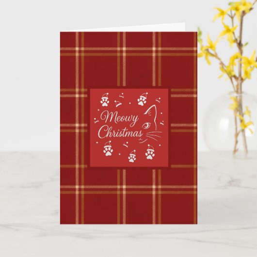 Red Scottish Heritage Tartan Fur Weihnachten Karte (Gelbe Blume)