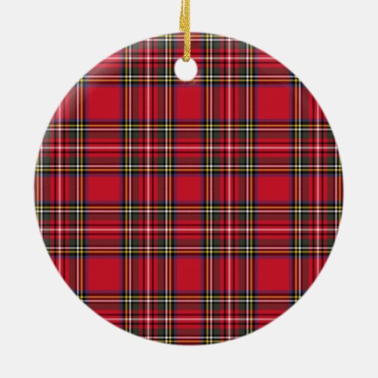 Red Scottish Kariert Tartan Keramik Ornament (Hinten)