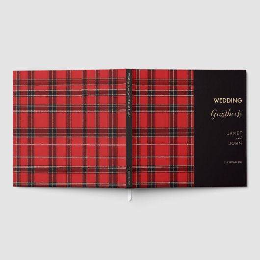 Red Scottish Tartan Wedding Gästebuch (Voll)