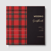 Red Scottish Tartan Wedding Gästebuch (Vorderseite)