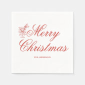 Red Scribble Frohe Weihnachten Serviette (Vorderseite)