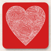 Red Scribble Heart Untersetzer (Vorderseite)