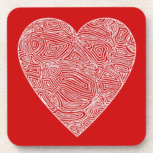 Red Scribble Heart Untersetzer (Vorderseite)