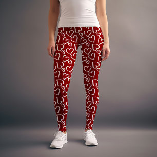 Red Scribbled Herzmuster Leggings