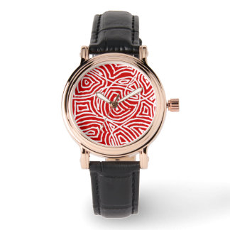 Red Scribbleprint Armbanduhr