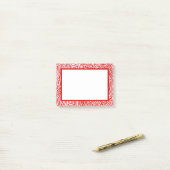 Red Scribbleprint Border Post-it Klebezettel (Auf Schreibtisch)