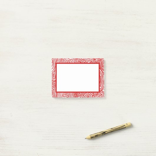 Red Scribbleprint Border Post-it Klebezettel (Auf Schreibtisch)