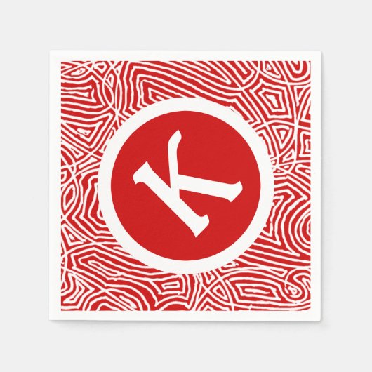 Red Scribbleprint Initial Serviette (Vorderseite)