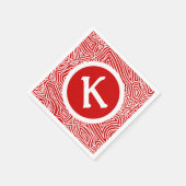 Red Scribbleprint Initial Serviette (Ecke)