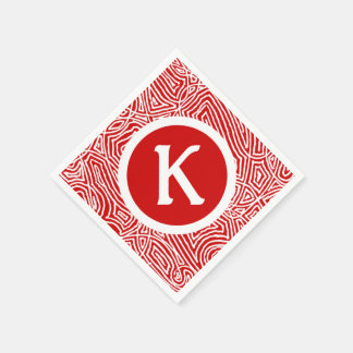 Red Scribbleprint Initial Serviette