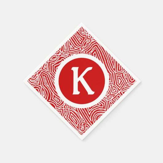Red Scribbleprint Initial Serviette (Ecke)