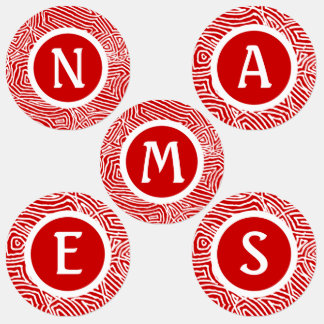 Red Scribbleprint Labels Etiketten