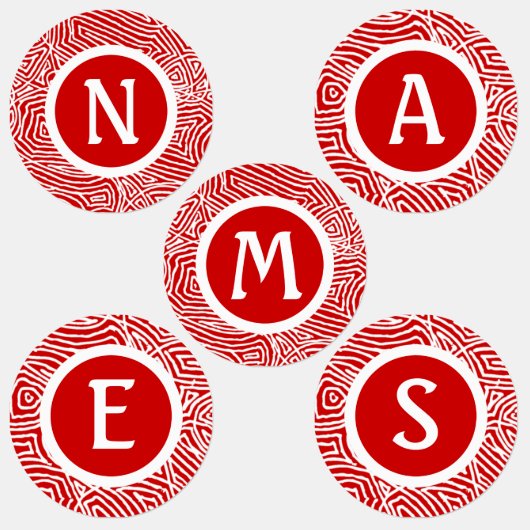 Red Scribbleprint Labels Etiketten (Gruppe)