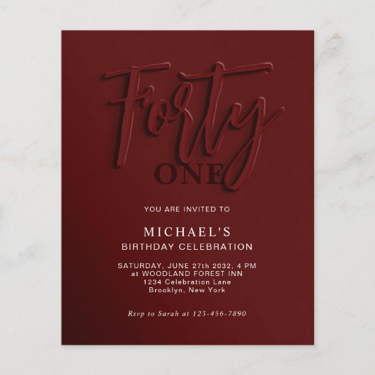 Red Script 40. Erwachsene Geburtstag (Vorderseite)