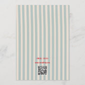 Red Script Blue Stripes QR Code Retro Wedding Einladung (Rückseite)