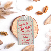 Red Script Blue Stripes Retro Wedding Geschenkanhänger